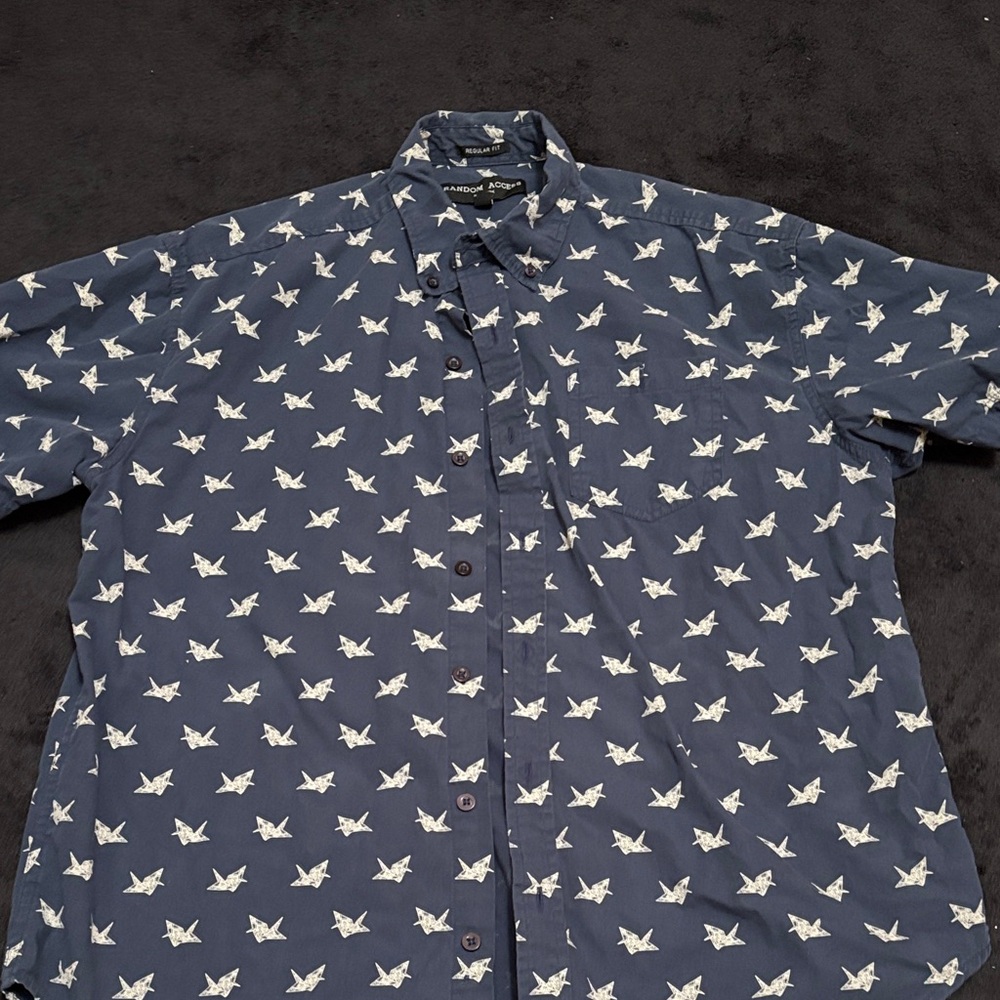 Stylish Navy Shirt with White Bird Design